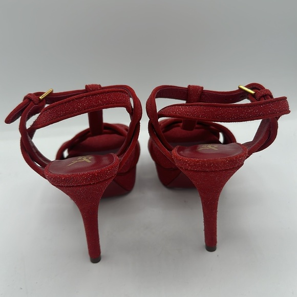 Yves Saint Laurent YSL Tribute 75 Red Glitter Sandals Size 35.5 EU / 5.5 US NWOB - Picture 4 of 10